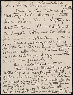 John Dos Passos autograph letter signed to Mary Donovan, Brooklyn, N.Y., March [27?], 1927