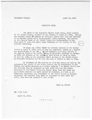White House Press Release, Executive Order Number 9715