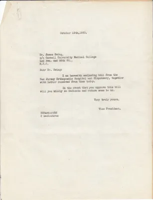 Letters Sent to James Ewing, October 15, 1930