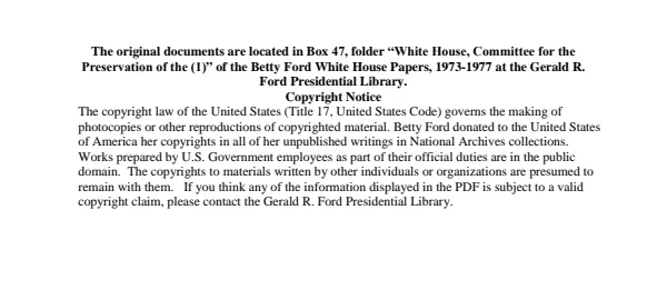 White House, Committee for the Preservation of the (1)