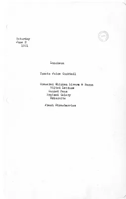 White House Luncheon Menu