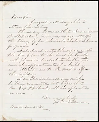 Correspondence regarding library building project