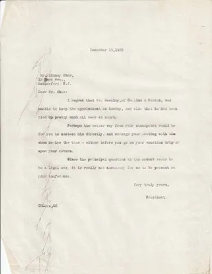 Letters Sent to Sidney Sher, December 16, 1932