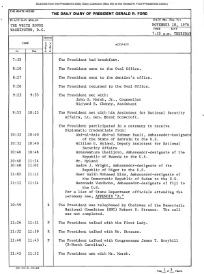 President Gerald R. Ford's Daily Diary, November 18, 1976