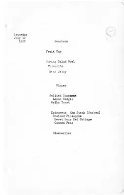 White House Luncheon and Dinner Menu
