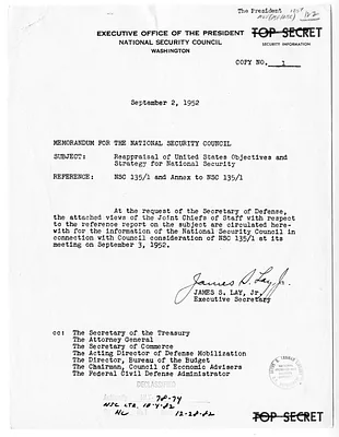 Memorandum from James S. Lay, Jr. to the National Security Council with Attachment