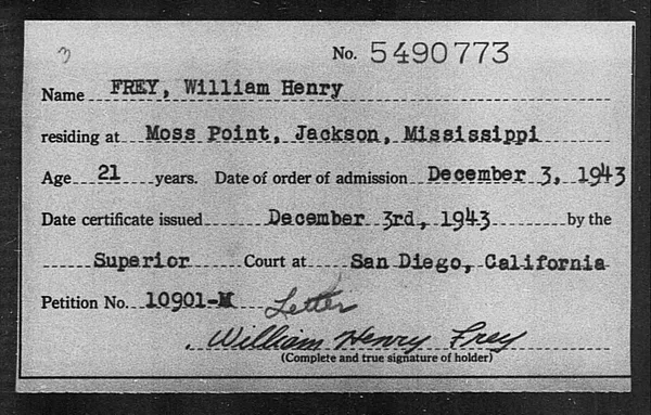 Frey, William Henry - 1943