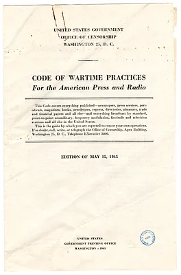 Code of Wartime Practices for the American Press and Radio