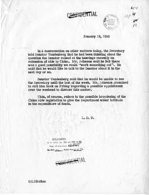 Memorandum of Conversation with Secretary of State Dean Acheson and Senator Arthur Vandenberg