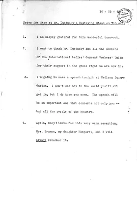 Notes for Stop at David Dubinsky's Reviewing Stand