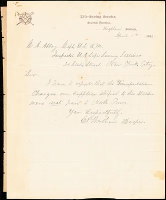 U.S. Coast Guard correspondence 1893-1895