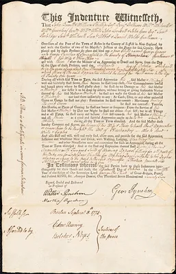 George Graves indentured to apprentice with George Pynchon of Springfield, 1772