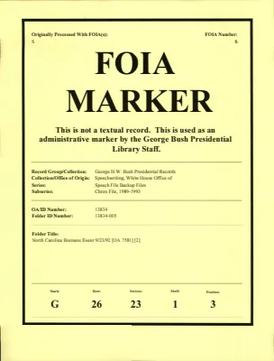North Carolina Business Event 9/23/92 [OA 7581] [2]