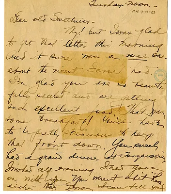 Letter from Bess W. Truman to Harry S. Truman