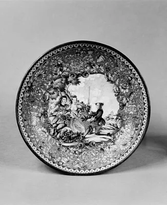 Saucer with European Idyllic Scenes Over Millefleur