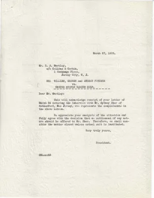 Letters Sent to E.A. Markley, March 27, 1933