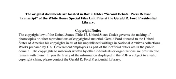 Second Debate: Press Release Transcript