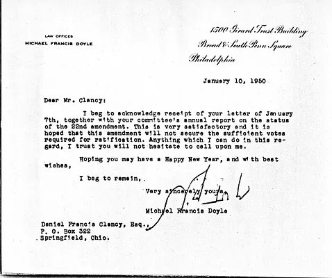 Letter from Michael F. Doyle to Daniel F. Clancy