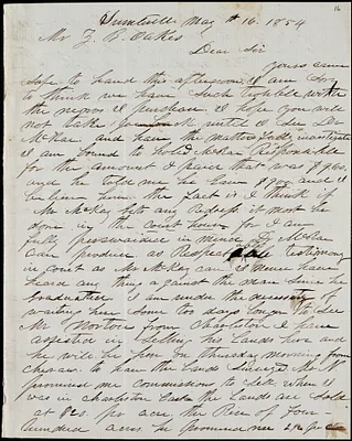 A. J. McElveen, Sumterville, S.C., autograph letter signed to Ziba B. Oakes, 16 May 1854