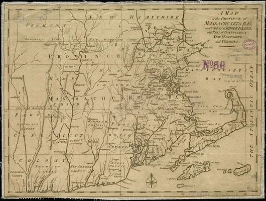 A map of the province of Massachusets Bay and colony of Rhode Island, with part of Connecticut, New Hampshire, and Vermont