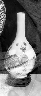 Bottle Decorated with Objects used in Writing