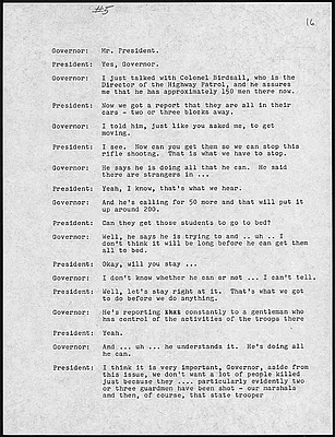 Transcript of fifth telephone conversation between President John F. Kennedy and Mississippi Governor Ross Barnett