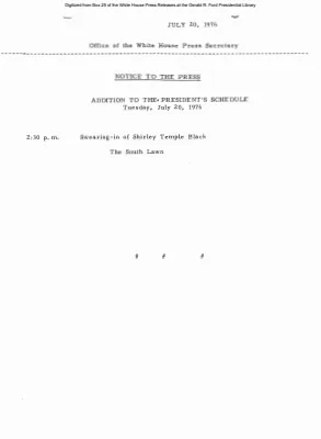 Addition to President's Schedule, Tuesday, July 20, 1976