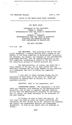 Statements by the President, Thomas E. Morgan, and Clement J. Zablocki, following Breakfast Meeting on Turkish Aid [Press Conference]
