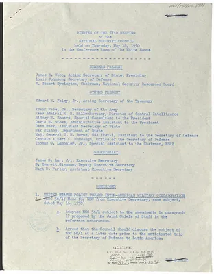 Minutes of the Fifty-Seventh Meeting of the National Security Council