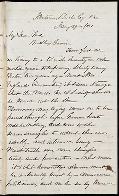 Letter from Mahlon B. Linton, Newtown, Bucks Co[unt]y, Pa, to William Lloyd Garrison, Jan'y 29th / [18]61