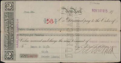 Pedro Sierra bank note, New York, N. Y., November 30, 1915