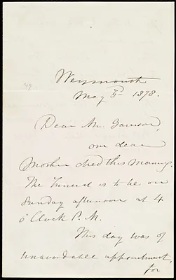 Letter from Maria Weston Chapman, Weymouth, [Mass.], to William Lloyd Garrison, May 3'd, 1878