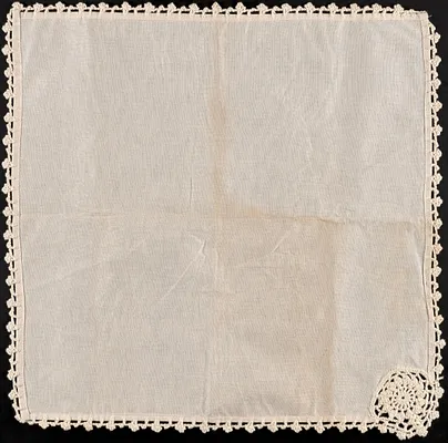 Handkerchief with crochet lace trim and corner detail