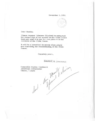 Memorandum from President Harry S. Truman to Stanley Woodward