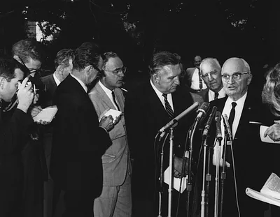 Former President Harry S. Truman Speaks to Reporters