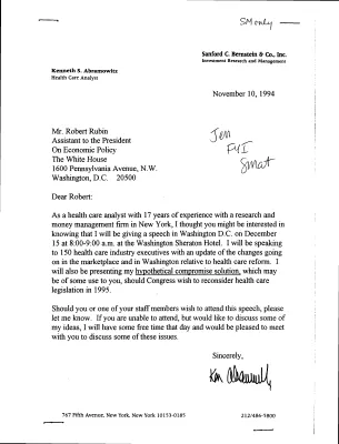 Correspondence-Robert Rubin Chronological File