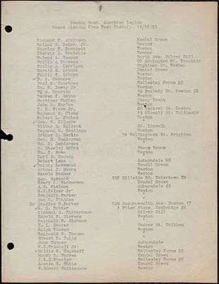 Weston Post American Legion names missing from Post history 11/18/23