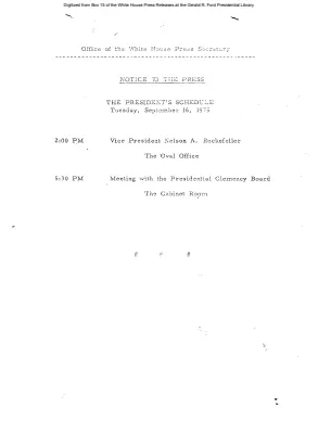 President's Schedule for Tuesday, September 16, 1975