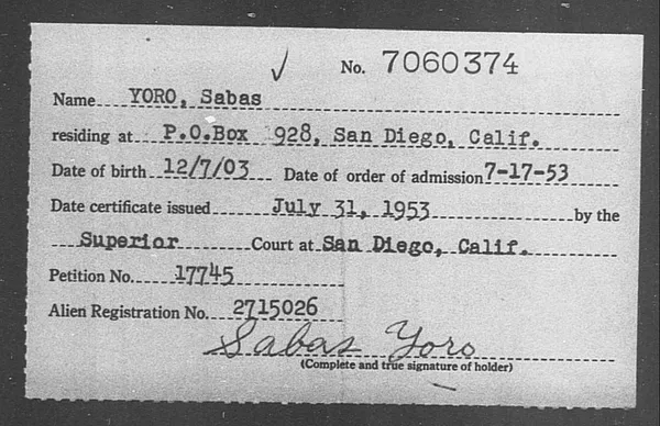 Yoro, Sabas - 1953