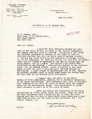 Letters Received to H.H. Barker, June 20, 1931