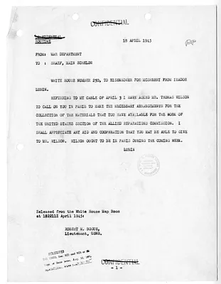 Cable From Isador Lubin to General Dwight D. Eisenhower