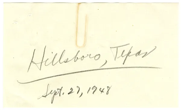 Press Release, Speech of President Harry S. Truman, Hillsboro, Texas