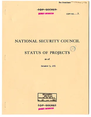 Report, National Security Council Status of Projects