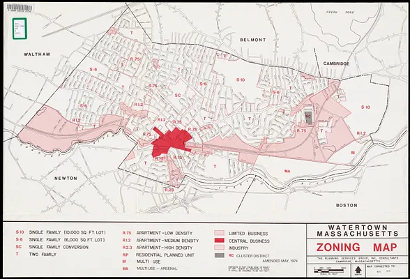 Watertown, Massachusetts zoning map