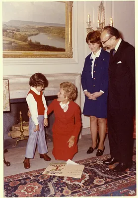 Pat Nixon with Michael Newsome, Muscular Dystrophy Poster Child of the Year