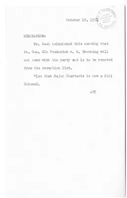 Memorandum from Adrian B. Tolley
