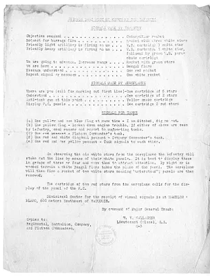 Memorandum, Signals That Must Be Known by the Infantry, from Lieutenant Colonel W. V. Gallagher