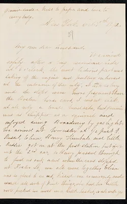 Letter to husband [William] from Isabel, New York, October 1872