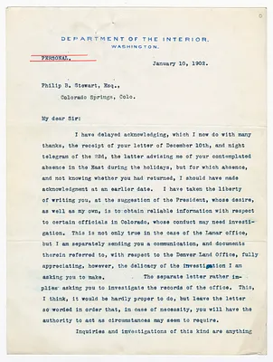 Letter from George B. Cortelyou to E. A. Hitchcock