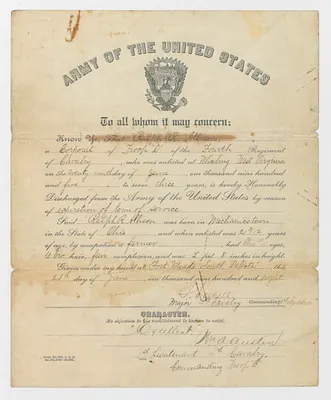 U.S. Army Discharge Papers for Ralph R. Allison, 1908-1914